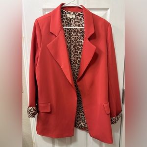 ODDY Bright Pink Leopard Print Blazer size Large